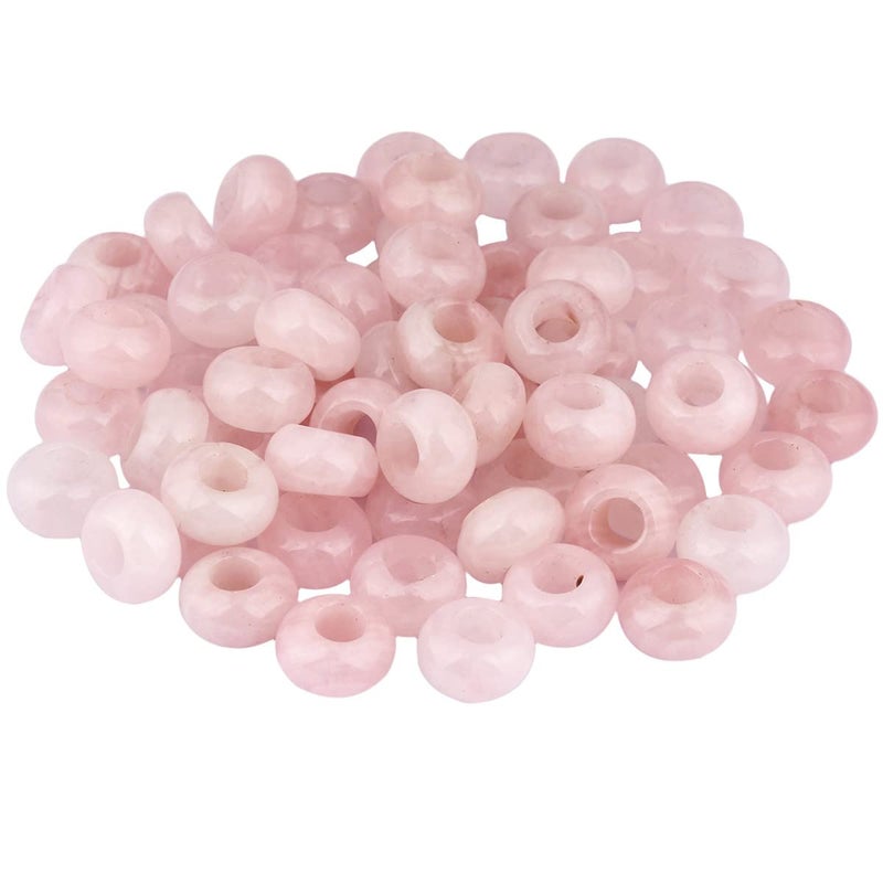 SUNYIK Rose Quartz Large Hole (6mm) Rondelle Loose Charms European Bead fits Bracelet,Jewelry Makings Pack of 20 - Image 1